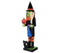 Levemolo Cascanueces Adorno Versátil de Madera de Halloween de Calabaza Pintado a Mano Diseño Único para Repisas y Fiestas Festivas