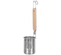 Levemolo Cuchara Coladora de Acero Inoxidable con Mango de Madera, Espumadera Resistente para Servir y Colar Fideos en Cocina Profesional