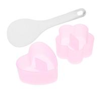 Levemolo Molde Reutilizable para Hacer Sushi y Onigiri en Casa, Set de 3 Piezas de Pp Formas de Corazón y Flor, Incluye Cuchara para Comida Casera Rápida