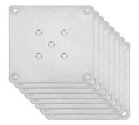 Levemolo Placas de Montaje Planas para Patas de Muebles 10x10 Cm 1.5 Mm de Grosor 5 Orificios, Revestimiento de Zinc, 8 Unidades, para Reparación y Fijación de Patas de Sofá y Mesa