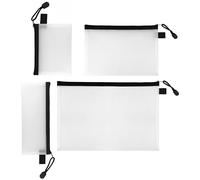 LEVIATAN Set de 4 Bolsas con Cremallera - Bolsas Zip Tamaños A4, A5, A6 y 85x210mm - Impermeables, con Cremallera - Organizador de Documentos y Cosméticos