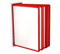 LEVIATAN Sistema de paneles de visualización de pared | con 10 paneles de pantalla A4 | Soporte de pared | Expositor de pared | Rojo