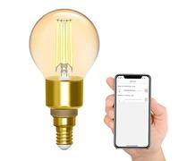Levitantes Bombilla Inteligente Wifi de Filamento Esférica Ámbar, Compatible con Alexa y Google Home, E14-4.5W 470 Lm, WiFi Inteligente (G45)