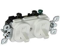 Leviton Interruptor combinado de CA de 20 amperios, 120/277 voltios, estilo dúplex, unipolar/unipolar, grado comercial, 5334-W, color blanco