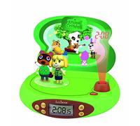 LEXIBOOK, Animal Crossing, Reloj Despertador con proyector para niños, Luz Nocturna y proyección de la Hora en el Techo, Efectos sonoros, Funciona con Pilas, Verde, RP500AC