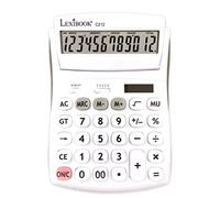 Lexibook, Calculadora de sobremesa de 12 dígitos con Pantalla abatible, Funciones básicas y de Memoria, Teclas Grandes y Pantalla para Oficina, Escuela, hogar, Solar y Pilas, Blanco/Gris, C212
