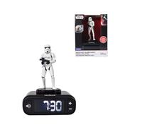 LEXIBOOK, Despertador Star Wars Stormtrooper Sonidos Negro, RL800SW2LXB | Despertador Stormtrooper con sonidos, figura LED, pantalla LCD, snooze y diseño para mesita infantil.