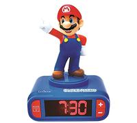 LEXIBOOK, Mario Reloj Despertador Luz Nocturna, RL800NI | Sonidos y melodías, pantalla LCD retroiluminada, luminoso, snooze, rojo/azul