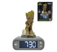 LEXIBOOK, Marvel Guardianes de la Galaxia, Reloj Despertador con luz Nocturna Groot, Sonidos y melodías, Pantalla LCD retroiluminada, Iluminado, Snooze, Gris/Marrón, RL800GG
