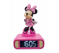 LEXIBOOK, Minnie Reloj Despertador Luz Nocturna, RL800MN | Sonidos y melodías, pantalla LCD retroiluminada, luminoso, snooze, rosa