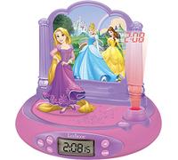 LEXIBOOK, Princesas Disney, Radio Reloj Proyector, RP515DP | Luz nocturna, proyección de techo, efectos de sonido, rosa/púrpura
