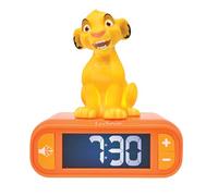 Lexibook Despertador Disney El Rey León RL800AN – luz nocturna Simba, LCD, snooze – Amarillo/Naranja