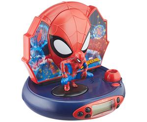 LEXIBOOK, Spider-Man, Reloj Despertador con proyector para niños, Luz Nocturna y proyección de la Hora en el Techo, Efectos de Sonido, Funciona con Pilas, Rojo, RP500SP