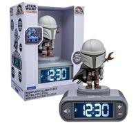 LEXIBOOK, Star Wars, Despertador Mandalorian con Sonidos, Gris, RL800SW1LXB | Figura 3D con luz y sonidos, pantalla LCD retroiluminada, repetición de alarma e indicador de batería.