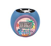 LEXIBOOK, Disney Stitch, Reloj Despertador proyector con función de repetición y Alarma, Luz Nocturna con Temporizador, Pantalla LCD, Funciona con Pilas, Azul, RL977DLXB
