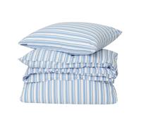Lexington Juego de funda nórdica Striped Cotton Poplin White-Blue. 2 fundas de almohada