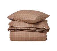 Lexington Juego de sábanas Checked Pin Point Oxford 220x220 cm Brown