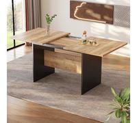 Lexiou Mesa de comedor extensible 140/180 x 80 cm, grano de madera rectangular, natural, ampliable en estilo minimalista