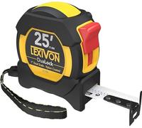 LEXIVON 25Ft/7.5m Cinta métrica DuaLock | 1 pulgada de ancho con revestimiento de nailon, acabado mate blanco y amarillo de doble cara de impresión | FT/pulgadas/fracciones/métricas (LX-206)
