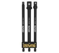 LEXIVON Juego de adaptadores de dado de grado de impacto,broca de extensión de 6" con soporte 3 piezas de 1/4", 3/8" y 1/2",adapte su taladro eléctrico a una llave de impacto de alto torque [LX-102]