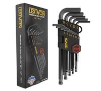 LEXIVON Juego de llaves Allen, 13 llaves hexagonales métricas, diseño de extremo de bola de brazo largo en forma de L, acero de aleación S2 de grado industrial (LX-130H-MM)