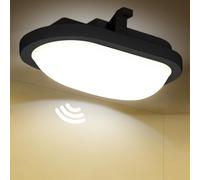 LEZOE 18W Luminaria de techo con sensor de movimiento, 2200LM 120lm/W IP54 Sensor Luminaria de radar techo Luz de Baño, Lámpara 4000K para Cuartos Húmedos, Pasillos,Sótanos, Garajes, Balcones negro