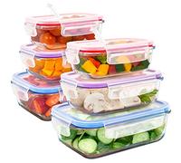 LG Luxury & Grace Pack 6 Fiambreras Cristal 360 ml Recipientes Herméticos Alimentos, Portátil Comida, Snacks, Almacenamiento. Aptos Microondas, Horno, Lavavajillas y Congelador. Sin BPA