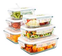LG Luxury & Grace Pack 6 Fiambreras Cristal 360 ml Recipientes Herméticos Alimentos, Portátil Comida, Snacks, Almacenamiento. Aptos Microondas, Horno, Lavavajillas y Congelador. Sin BPA