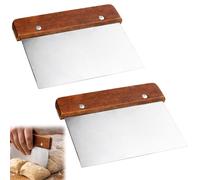 LgCiXli Juego de raspador de masa profesional de 2 espárragos de acero inoxidable con mango ergonómico de madera, corte y porción precisos de pan y pizza, accesorios para hornear, multifunción