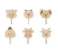 Lguaquanx 6 Piezas Percheros Adhesivos madera Infantil, Ganchos de Pared Animales de madera, Decorar Percheros Adhesivo Madera para Armario Cocina Baño Dormitorio Habitación toallas sombreros