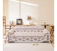 LHGOGO Aztec - Manta grande para sofá con borlas, 180 x 230 cm, manta tejida bohemia extra gruesa para sofás de 2 plazas, sofás y sillones, manta reversible de mezcla de algodón de alta densidad para