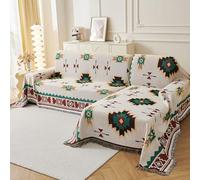 LHGOGO Manta de sofá grande estilo azteca con borlas, manta reversible de alta densidad para sofás de dos plazas, sofás de 3 o 4 plazas y cama, extra gruesa, suave y acogedora, 180 x 340 cm