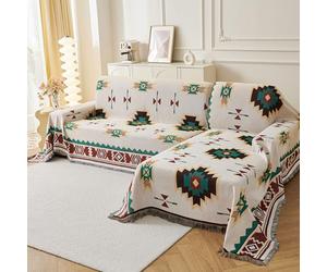LHGOGO Manta de sofá grande estilo azteca con borlas, manta reversible de alta densidad para sofás de dos plazas, sofás de 3 o 4 plazas y cama, extra gruesa, suave y acogedora, 180 x 340 cm
