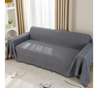 LHGOGO Manta grande para sofá de 3 plazas, tejido de punto gofre, con borlas, reversible, versátil, para sofás, mantas grandes para sofás, sofá, cama y sillón, 180 x 300 cm, color gris