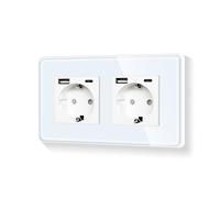 LIAONFOY Enchufe de pared doble redondo tipo C y USB combinado 157 mm 100-250V Compatible con iPhone iPad dispositivo Android Velocidad máxima de carga 20W para tipo C y USB Blanco (se requiere neutro