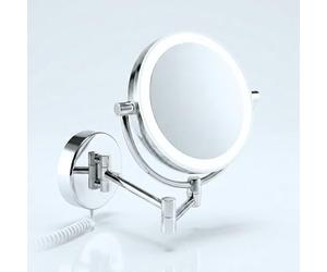 Libaro Modena Espejo de Aumento de Pared con LED - Espejo de Maquillaje Giratorio 360° con Atenuador, Luz Natural e Ingrandimento 5x/10x