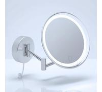 Libaro Siena Espejo de Aumento de Pared con LED - Ingrandimento 7X con Atenuador y Auto-Off - Espejo de Maquillaje Iluminado Extensible en Metal Cromado, Cable Blanco