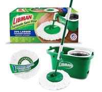 Libman Tornado Spin Mop Sistema Total - Incluye Cabezal de Microfibra Resistente, Mango Resistente y 1 Cabezal de Recambio Adicional - Seguro en Todas Las Superficies