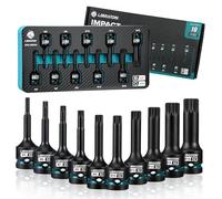 LIBRATON 10PCS Juego de Vasos de Impacto XZN Triple Cuadrado, 1/2" Dr | Acero S2, Vasos Poligonales de 12 Puntas Alto Par (Métrica M5-M18) para Mecánicos y Reparación de Automóviles (Estuche XPE)