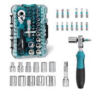 LIBRATON 26PCS Juego de Llave de Carraca Mini 1/4" con Vasos, Puntas Vasos | Métricos 4-14mm, Juego de Carraca Pequeña, Barra Extensión, Puntas Destornillador para Bricolaje, Reparación de Automóviles