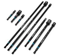 LIBRATON adaptadores de dado hexagonal 3" 6" 12", Juego adaptadores vasos | de impacto de 1/4" 3/8" 1/2", extensión de adapte, adaptador de enchufe de taladro con soporte de 9 piezas