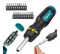 LIBRATON Destornillador Multipuntas, 33 en 1 Juego de Destornilladores | Carraca Magnético, Puntas Ranuradas/Philips/Pozi/Torx/Hexagonales/Cuadradas, Mango Ergonómico, Hogar, Automóvil y Bricolaje