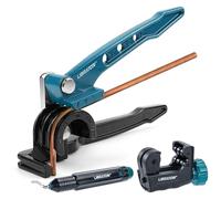 LIBRATON Dobladora de Tubo, Dobladora de Tubos Manual, Curvadora 180 Grados | 3 en 1 Herramienta de Doblado de Tubos 1/4 5/16 3/8 in, con Cortador de Tubos y Desbarbador, para Latón, Aluminio Tubos