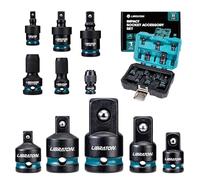 LIBRATON Juego de 11 Adaptadores y Reductores de Vasos de Impacto, Reductores de Adaptadores de Vasos, Junta Universal Impacto, Adaptadores de Cuadrada a 1/4" Hex, Vasos para Reparación Auto, con Caja