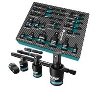 LIBRATON Juego de 20 Adaptador y Reductores de Llave de Impacto | Incluye Adaptador de Llave Cr-V, Juntas Universales Cr-Mo, Extensión de Adaptador de Vaso Cr-V y Caja XPE, Reparación Auto