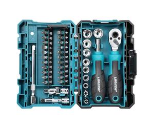 LIBRATON Juego de 37 llaves de trinquete y mini llaves de trinquete de 1/4 pulgadas con brocas, llaves poco profundas de 4 a 13 mm, mango magnético de conductor, barras de extensión y junta universal