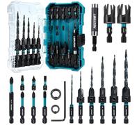 Kit de brocas avellanadoras LIBRATON, 19 piezas. Brocas avellanadoras para madera, brocas para madera con punta avellanada