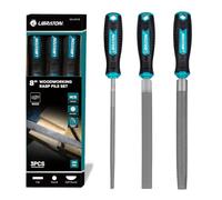 LIBRATON Juego de Limas para Madera 3 Piezas, Set de Escofinas Multi-forma | Lima de 200mm en Acero al Carbono, Incluye Plana, Redonda y Media Caña con Mango Ergonómico para Carpintería y Bricolaje