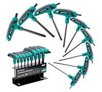 LIBRATON Juego de Llave Torx con Mango en T, Juego Llaves Torx, T10-T50 | Diseño de Dos Puntas, Llave Torx con Mango T para Reparación de Bicicletas y Automáticas, 9PCS, Estante de Almacenamiento