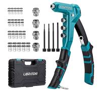 LIBRATON Remachadora de Tuercas, 9.5" Pistola de Tuercas, 40Piezas Tuercas | Herramienta de Tuerca de Remache, 4 Mandriles Intercambiables M3, M4, M5, M6, Remachadora de Tuerca Profesional